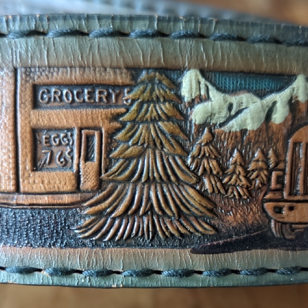 Brazos Joe Belt CO Trucker Rustic Leather Belt 41-44" 58774 Unique Gift - Picture 5 of 10